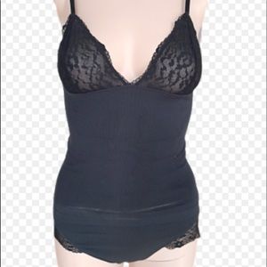Victoria’s Secret Cozy Knit Lace Edged Black Ribbed Cami & Panty Set Size Small